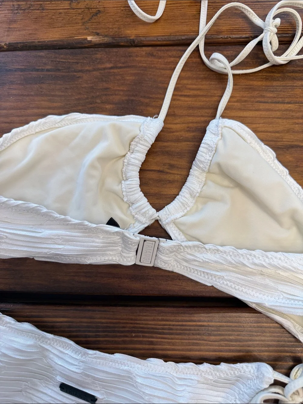 triangl swimwear White Textured Tie-Side Bikini Set. Like new!  Top M/Bottom L.